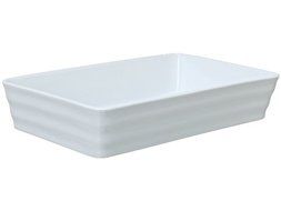 BIA Cordon Bleu 905387 3.75-Quart White Porcelain Ribbed Baking Dish, 14-Inch N4