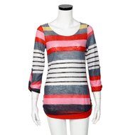 AIMTOPPY Fashion Women Stripe Loose Blouse Ladies Casual Tops T-Shirt (S, Red) N2
