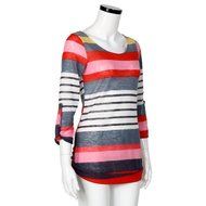 AIMTOPPY Fashion Women Stripe Loose Blouse Ladies Casual Tops T-Shirt (S, Red) N3