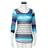AIMTOPPY Fashion Women Stripe Loose Blouse Ladies Casual Tops T-Shirt (S, Red) N6