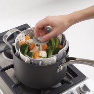 PerPor Lotus Plus Folding Non-scratch Steamer Basket - Kitchen Cooking Tool Cookware for Fruit,Vegetable Gray N2
