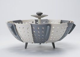 PerPor Lotus Plus Folding Non-scratch Steamer Basket - Kitchen Cooking Tool Cookware for Fruit,Vegetable Gray N3