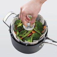 PerPor Lotus Plus Folding Non-scratch Steamer Basket - Kitchen Cooking Tool Cookware for Fruit,Vegetable Gray N4