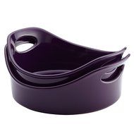 Rachael Ray Stoneware 2-Piece Bubble &amp; Brown Round Baker Set, Orange N5