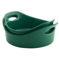 Rachael Ray Stoneware 2-Piece Bubble &amp; Brown Round Baker Set, Orange N6