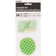 Polka Dot Cupcake Kit for 24, Lime Green N2