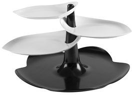 Zak Designs 3-Tier Leaf Dessert Stand, Large, Black and White