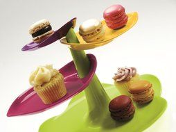 Zak Designs 3-Tier Leaf Dessert Stand, Large, Black and White N3