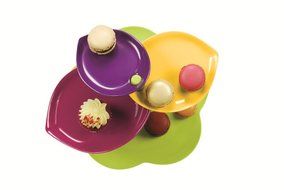 Zak Designs 3-Tier Leaf Dessert Stand, Large, Black and White N4