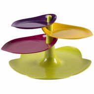 Zak Designs 3-Tier Leaf Dessert Stand, Large, Black and White N5