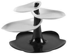 Zak Designs 3-Tier Leaf Dessert Stand, Large, Black and White N8