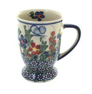 Polish Pottery Garden Butterfly Pedestal Coffee Mug