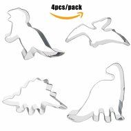 Baking Cookie Cutter Set, Dinosaur Mold, Set of 4pcs, Stainless Steel, by Delight eShop