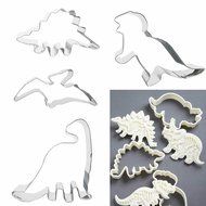 Baking Cookie Cutter Set, Dinosaur Mold, Set of 4pcs, Stainless Steel, by Delight eShop N3