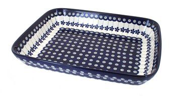 Polish Pottery Flowering Peacock Large Rectangular Baker