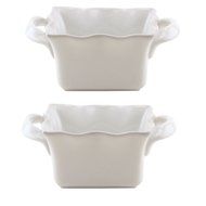 BIA Cordon Bleu Wavy 16-Ounce Square Bakers, Set of 2, White