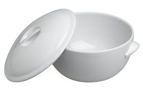 Pillivuyt 2.75 Quart Round Covered Casserole, White N2