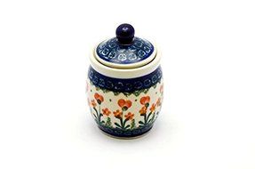 Polish Pottery Miniature Jar - Peach Spring Daisy