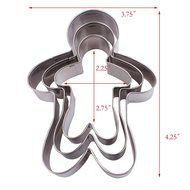 Asunflower 3Pcs Stainless Cookie Biscuit Fruit Cutter Gingerbread Boy Man Shape Mold DIY Baking Tools N4