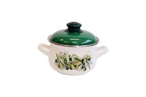 Europeware K15231/16 2.2 quart Decorative Enamel Casserole Pan, Small, Green