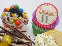 Venice Kitchen Silicone Baking Cups, 12 Reusable Non-stick Cupcake Liners, Free 50 Recipe Ebook and Storage Container N5