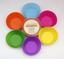 Venice Kitchen Silicone Baking Cups, 12 Reusable Non-stick Cupcake Liners, Free 50 Recipe Ebook and Storage Container N6
