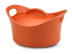 Rachael Ray Stoneware 2-3/4-Quart Covered Bubble and Brown Casserround Casserole, Red N3