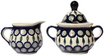 Polish Pottery Sugar Bowl and Creamer N2