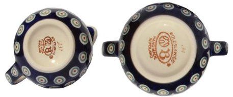 Polish Pottery Sugar Bowl and Creamer N3