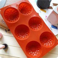 Allforhome(TM) 6 Cavities Sunflower Muffin Cups Handmade Soap Molds Silicone Cake Baking Mold Cake Pans