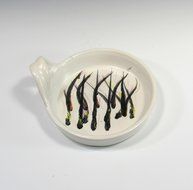 Brie Cheese Baker in White Glaze with wooden knife and recipe N3