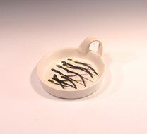 Brie Cheese Baker in White Glaze with wooden knife and recipe N7