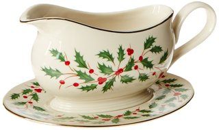 Lenox Holiday Gravy Boat with Stand,Ivory