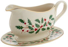 Lenox Holiday Gravy Boat with Stand,Ivory N3