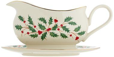 Lenox Holiday Gravy Boat with Stand,Ivory N4