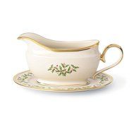 Lenox Holiday Gravy Boat with Stand,Ivory N21