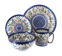 Polish Pottery Garden of Eden 4 Piece Dinner Set