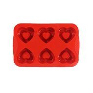 6 Cup Heart Shape Muffin Cake Mould (Red) By Agora Silicone