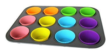 Simple Baker - 24 Pack - Premium Silicone Baking Cups / Cupcake Liners with Clear Storage Container - 6 Vibrant... N7