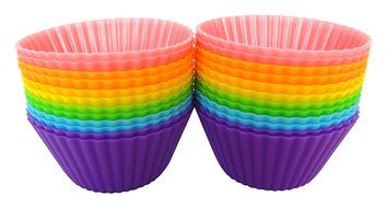 Simple Baker - 24 Pack - Premium Silicone Baking Cups / Cupcake Liners with Clear Storage Container - 6 Vibrant... N8