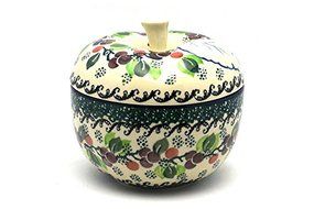 Polish Pottery Apple Baker - Large - Burgundy Berry Green