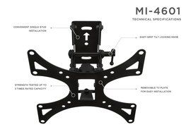 Mount-It! MI-601 Full-Motion Tilting, Swiveling, Articulating LCD TV Wall Mount Bracket with Extendable Swing... N3
