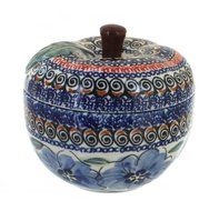 Polish Pottery Blue Art Apple Baker
