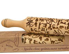 Embossing Rolling Pin Cat Pattern Engraved for Baking and Cookies 11.8&quot; inch Length Hardwood birch wood Cats design