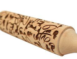 Embossing Rolling Pin Cat Pattern Engraved for Baking and Cookies 11.8&quot; inch Length Hardwood birch wood Cats design N3