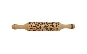 Embossing Rolling Pin Cat Pattern Engraved for Baking and Cookies 11.8&quot; inch Length Hardwood birch wood Cats design N4