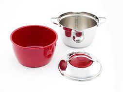 Twiztt by Joan Lunden CW0004776 3 Quart Stainless Steel with Red Bowl Covered Casserole