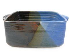 American Made Stoneware Pottery 3-Quart Square Casserole Dish in Lakeside Blue N2