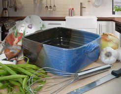 American Made Stoneware Pottery 3-Quart Square Casserole Dish in Lakeside Blue N3