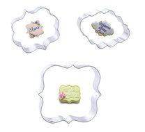 Fashionclubs 3pcs Stainless Steel Plaque Frame Biscuit Cookie Fondant Cutter Mold